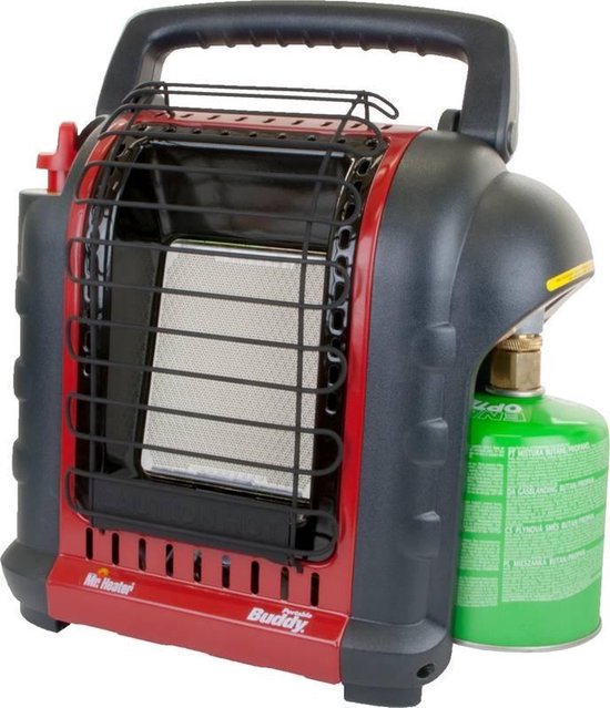 Mr Heater Tragbarer Gasherd MH9BDF - Gasheizung mit Gasflasche - Gasherd Camping - Räume bis zu 26M2 - Geeignet für Propan 31 und Butan/Propan G30+31 Kartuschen - Schwarz/Rot