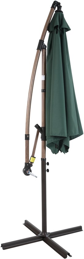 AXI Dion Schwebeschirm Ø 300 cm Eichenoptik/grün – Pulverbeschichtetes Gestell mit Kreuzfuß