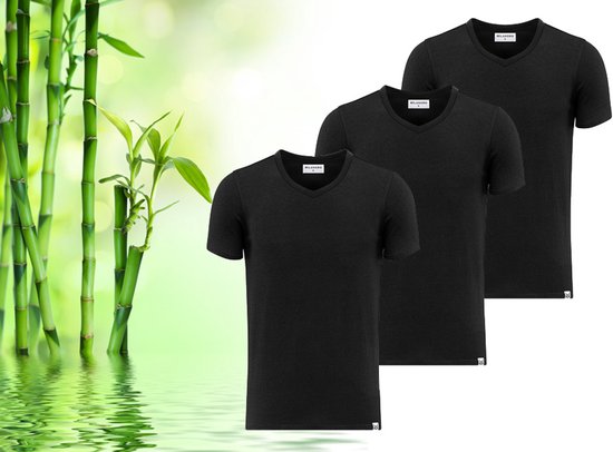 3 weiche Bambus-T-Shirts - Schwarz - Rundhalsausschnitt - XXL