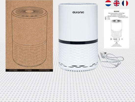 Auronic Luftreiniger - Luftreiniger mit HEPA-Filter - Entfernt 99,97% - 25W - 3 Stufen - Weiß