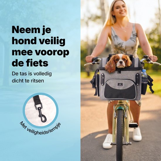 Jake und Jacky Hunde-Fahrradkorb – Fahrradkorb für den Hund vorne – Hunde-Fahrradkorb – Autositz für Hunde – Kleine Hunde bis max. 8 kg – 39 x 28 x 34 cm