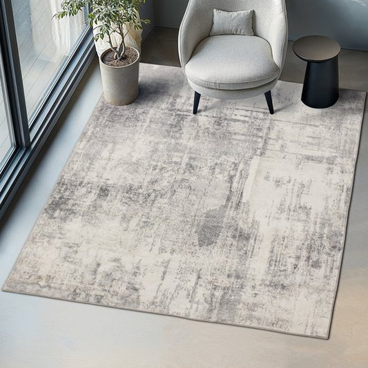 tectake Teppich im Vintage-Design - Niederflorteppich für Wohnzimmer, Kinderzimmer, Schlafzimmer oder Flur - Waschbar - Div. Größe - 200x274cm - beige/grau