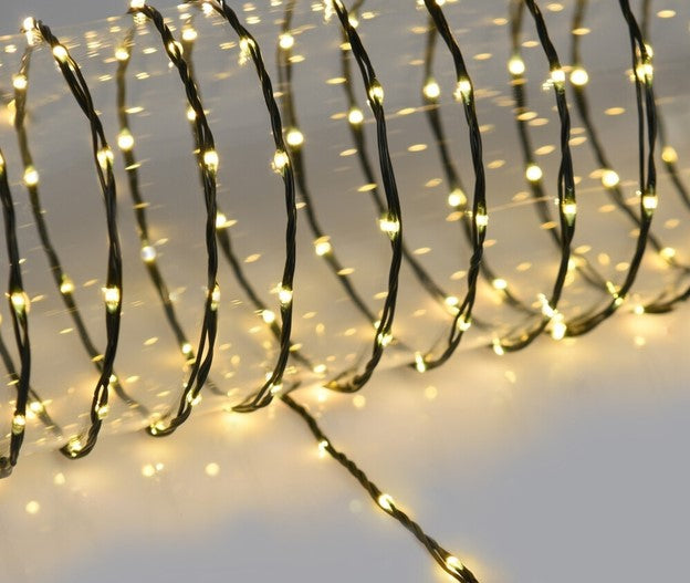 Koopman Weihnachts-LED-Lichterkette warmweiß 18 m - schwarzes Kabel - innen und außen