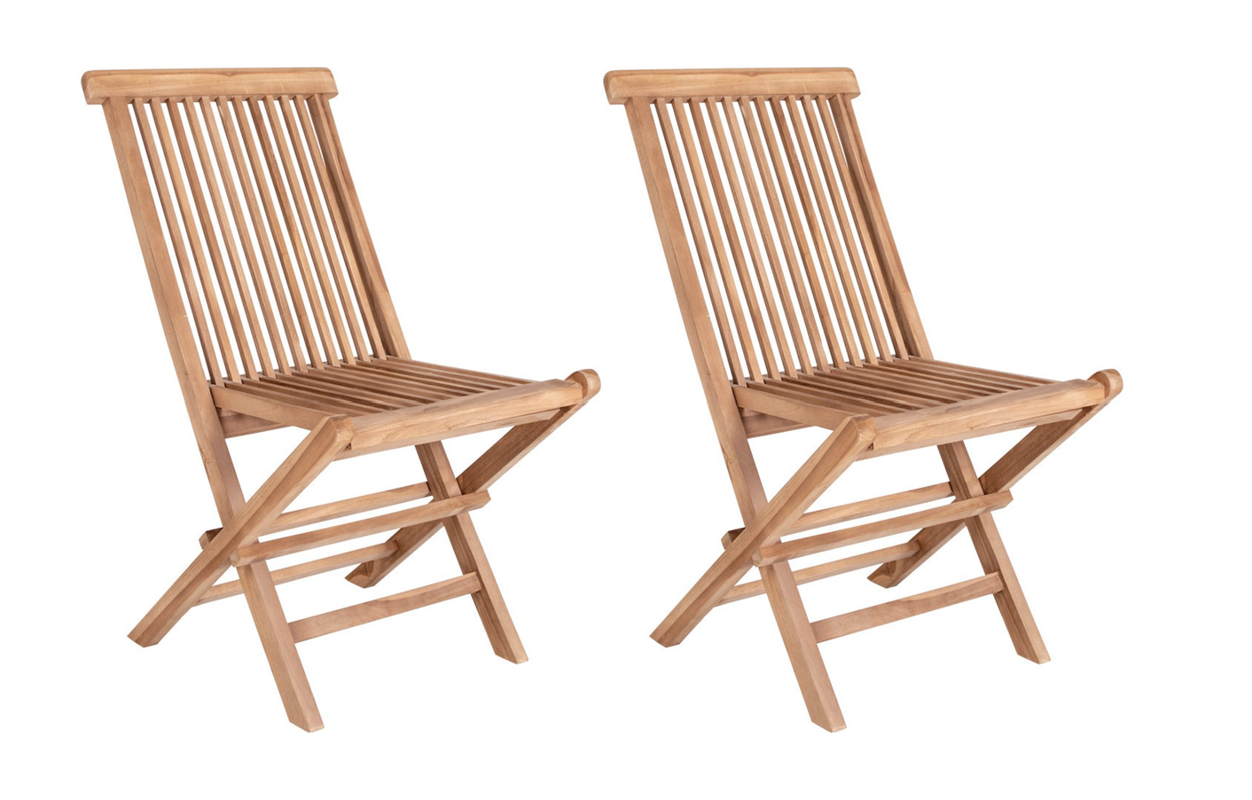 House Nordic Gartenstuhl - 2er Set - Max. 120 kg - Teakholz - 62 x 46 x 89 cm