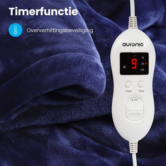 Auronic Electric Blanket - Wärmedecke - 9 Wärmestufen - 2 Personen - 200x150 - Blau