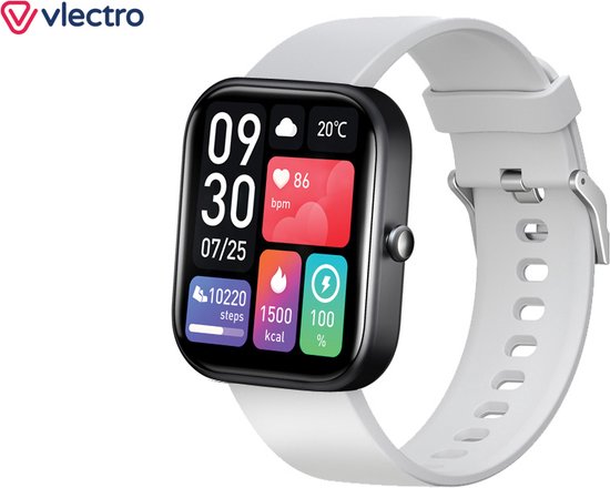 Vlectro - Fortschrittliche Smartwatch mit vielen Funktionen - Hellgrau