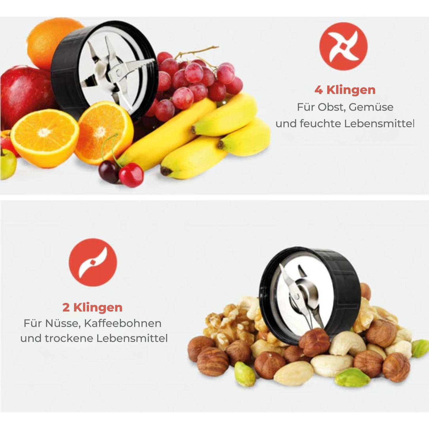 KitchenBrothers Smoothie Mixer - 13-teiliges Set - 4 Becher - To Go - 350W - Edelstahl