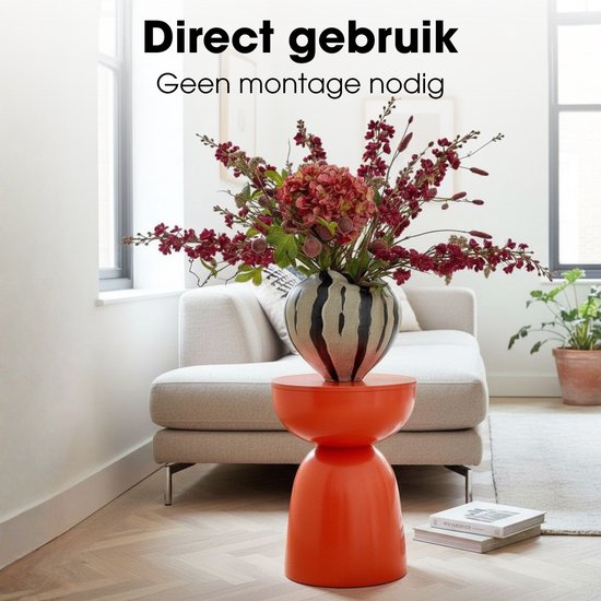 Mica Decorations Elliot Couchtisch – Nachttisch für Schlafzimmer oder Wohnzimmer – Beistelltisch aus Eisen für Blumen, Pflanzen und Dekoration – H 45 x Ø 32 cm – Orange