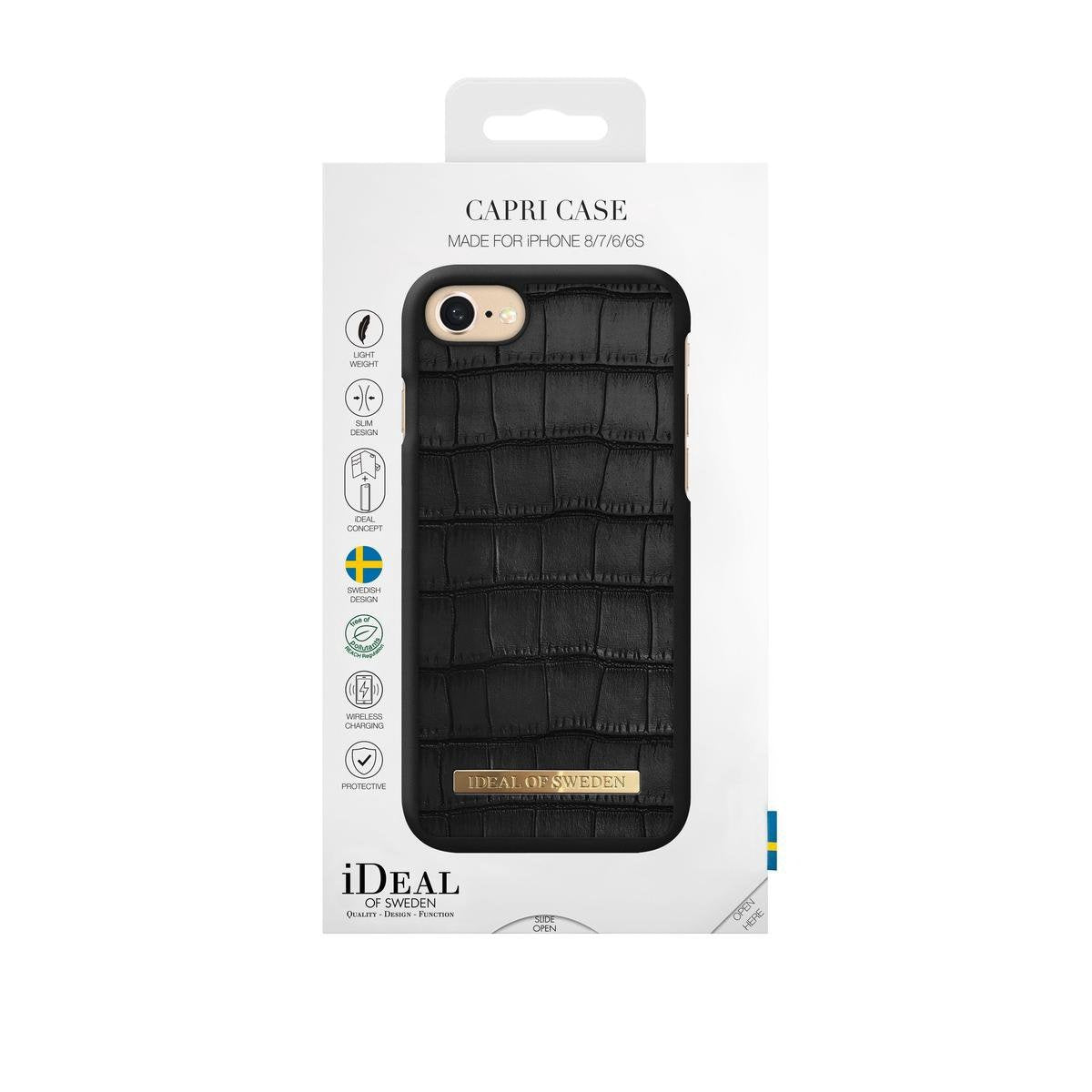 iDeal of Sweden Fashion Tasche Capri Schwarz Kroko iPhone 8/7/6/6S
