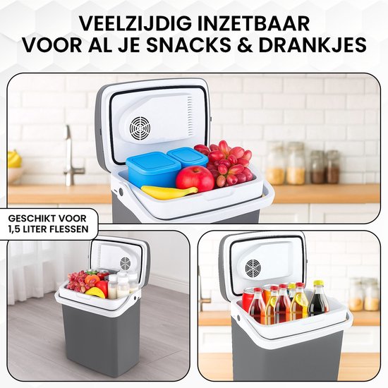 Outbee Coolbox - Kühlbox elektrisch 12v 230 volt - Kühlbox Auto - 21L - Geeignet für 1,5 Liter Flaschen - Grau