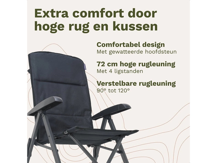 TRVLMORE Campingstuhl - Luxe Soft - Klappbar - Verstellbar - Grau