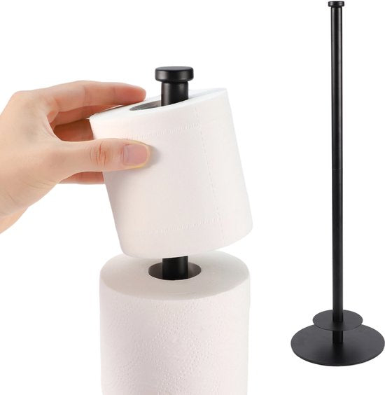 Duna Ersatzpapierhalter – Toilettenpapierhalter – Freistehend – Ohne Bohren – Schwarz