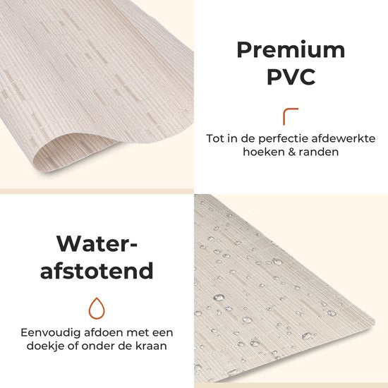 Castagnola Tischsets - Kunststoff Tischsets - Untersetzer - Tischsets Kunststoff und PVC - 6 Stück - 45 x 30 cm - Beige