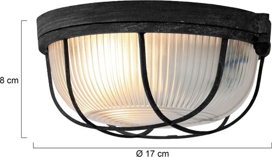 Deckenleuchte Lisanne 1342ZW | Schwarzes Metall und Glasschirm | Ø 17 cm, Höhe 8 cm | Mexlite | Trendiges Design für den Innenbereich