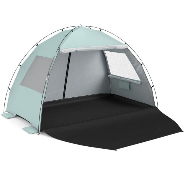 Coast Strandzelt 260 × 150 × 160 cm – Strandzelt mit Markise, UPF 50+ UV-Schutz, Netzfenstern und Tragetasche – Grün