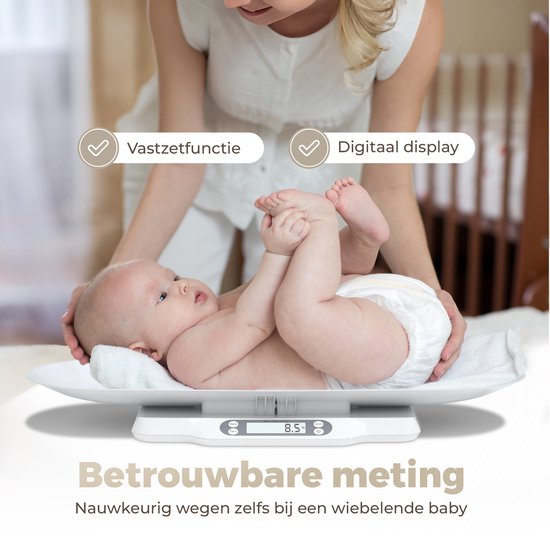Gatson Babywaage - Mit App - Bis zu 30kg - Inklusive Maßband - Tierwaage - Babywaage - Babyshower