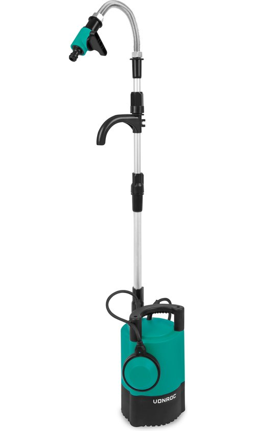 VONROC Regenfasspumpe 400W - 5200 lt/h - mit Trockenlaufschutz - einstellbarer Schwimmer - Universal-Gartenschlauchanschluss - 10 Meter Kabel