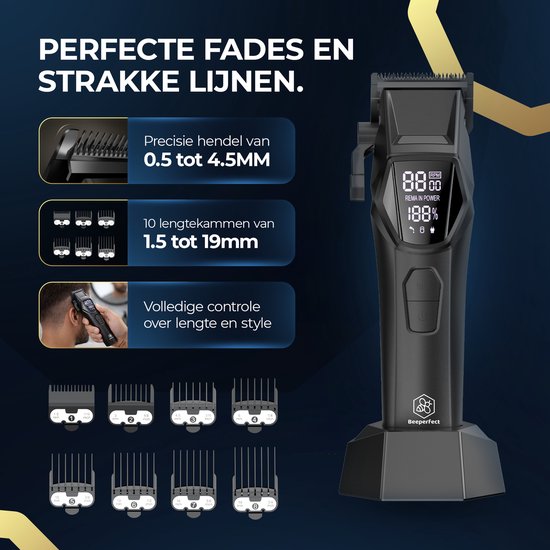 Professionelle kabellose Haarschneidemaschine - Beeperfect® - Haarschneider Herrenkopfhaar - Haartrimmer - Friseur Haar Maschine - Haarschneider - Trimmer Bart - Trimmgerät - Barbier Haarschneider - Barbier Trimmer - 0.5-19MM
