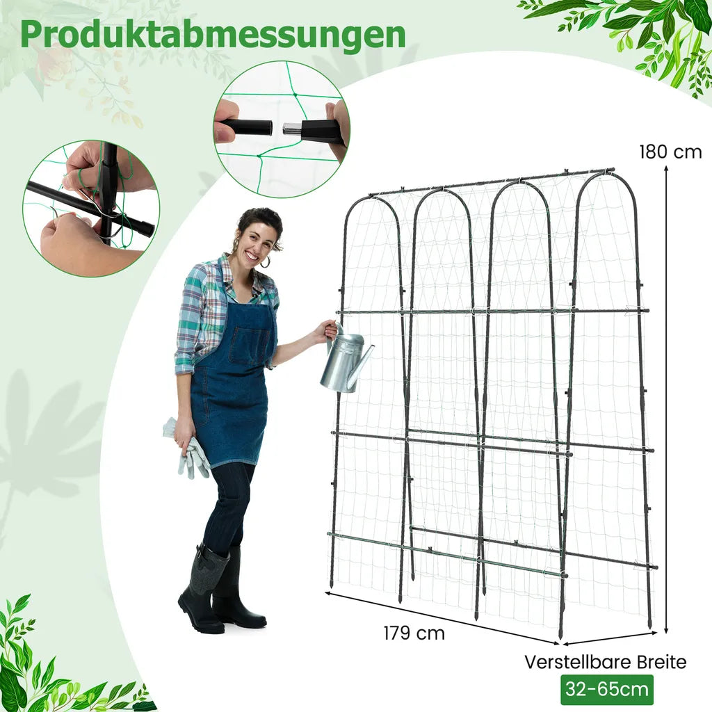 Coast Gurkenregal Schwarz - Verstellbares Pflanzenregal mit Netz - 179 x 32-65 x 180 cm