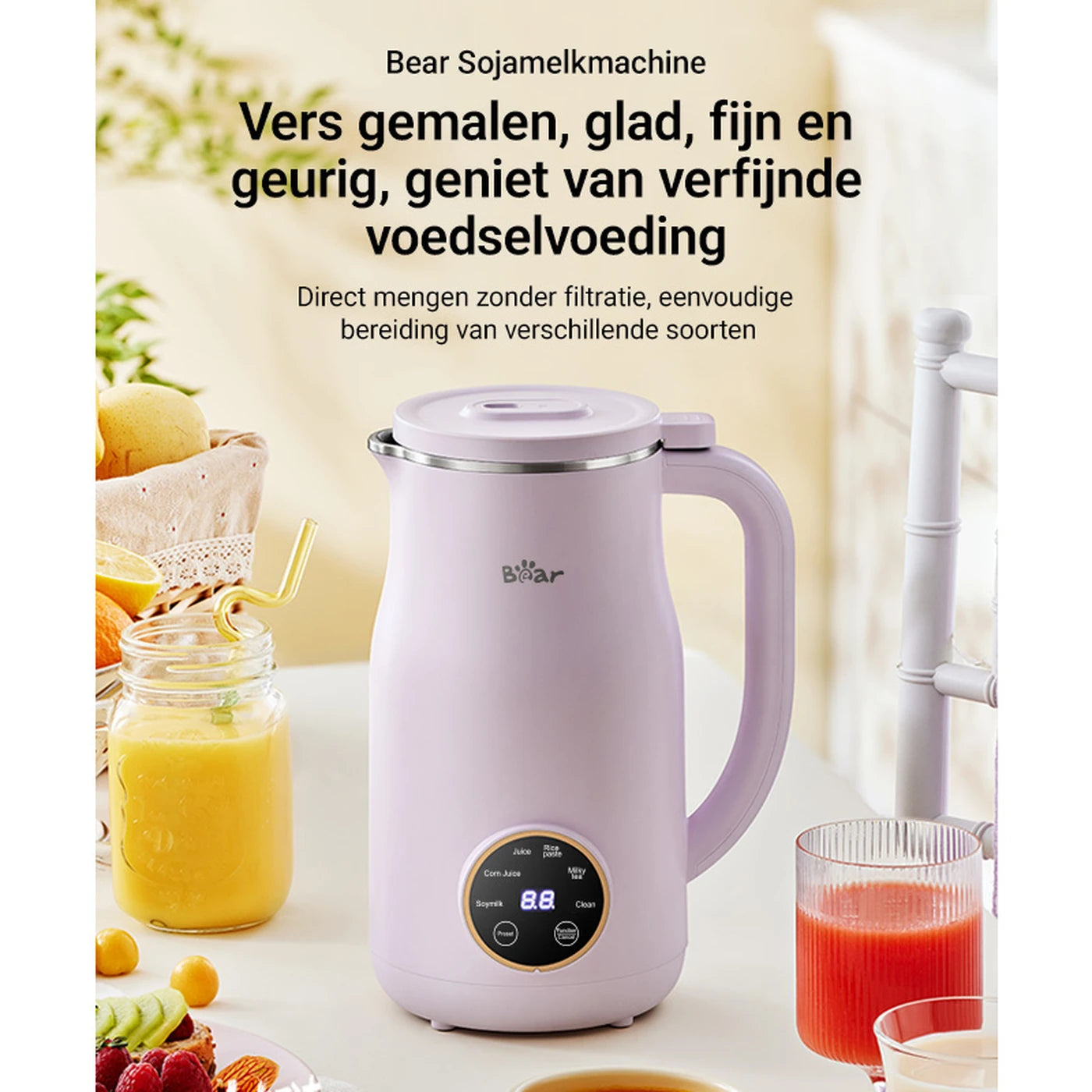 Bear Sojamilchbereiter 600 ml 182 × 140 × 260 mm – DJJ-E02J1 – 5 Programme – 1–3 Personen