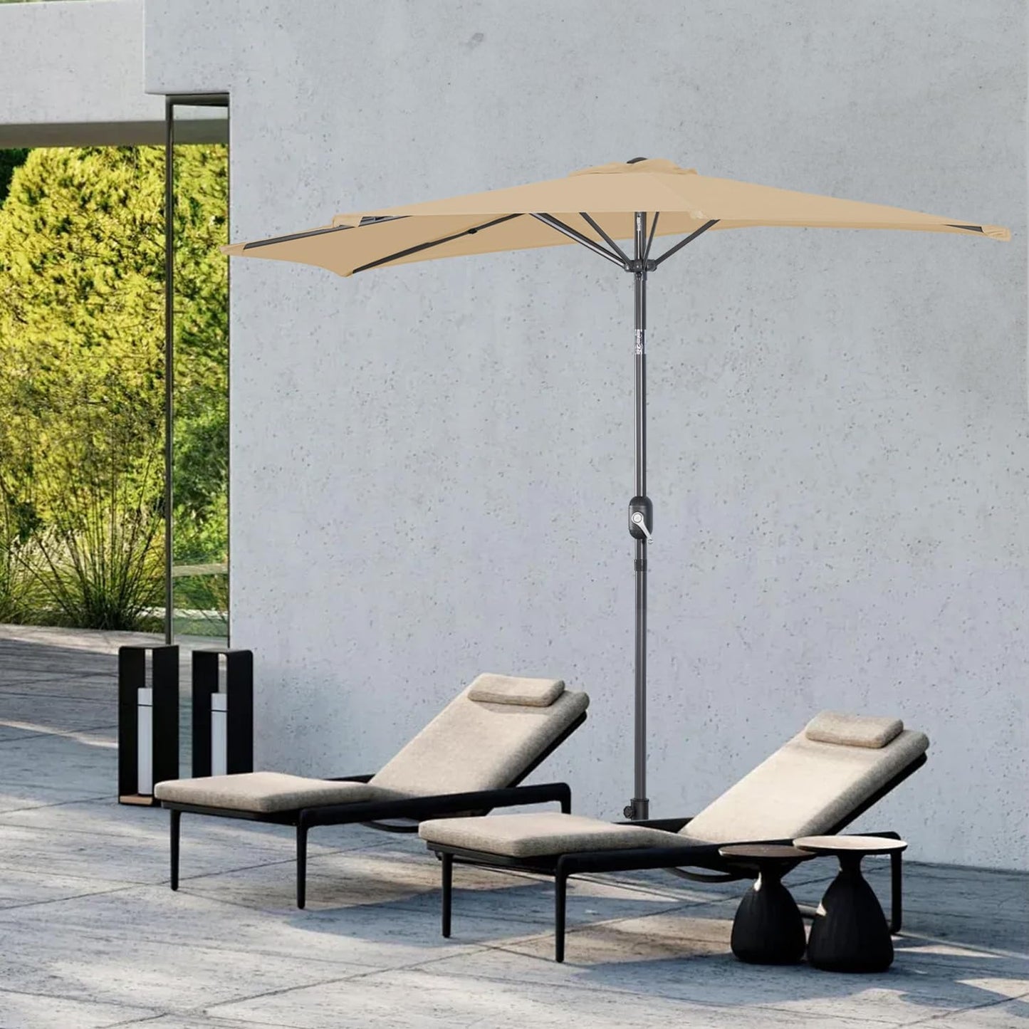 Angel Living Balkon-Sonnenschirm - halbrund - 265 x 132 cm - Beige