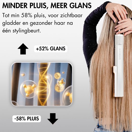 Sansbeauté® Sanstraight Straightener Wet-to-Dry mit Reiseetui - 2 in 1 - Haartrockner & Haarglätter - Coldshot - 80℃ bis 140℃ - Haarstraffer - Haarglätter - Lisseur Cheveux - Alternativer Dampfstraffer