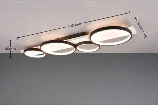 Trio Leuchten - Deckenleuchte Medera 4 Licht L 100 cm weiß schwarz