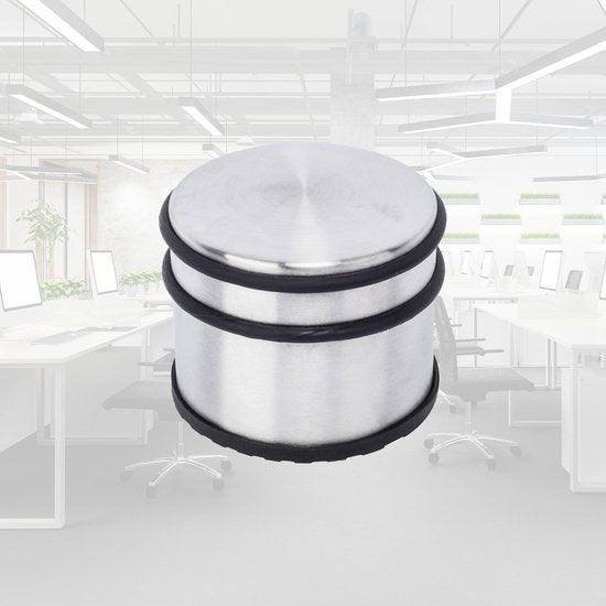 BRASQ Türstopper mit Anti-Rutsch-Edelstahl 1,1 Kg - Für den Innen- und Außenbereich - Türpuffer mit Gummischutz Ø9 x 7,5 cm