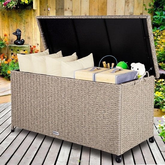 Casaria Aufbewahrungsbox - Wetterfest 122x56x61cm 360L - Creme
