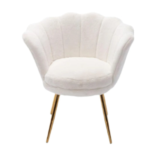 Ya-Home Sessel in Blumenform mit goldenen Beinen – Plüsch-Loungesessel – 70 x 60 x 76 cm – Weiß