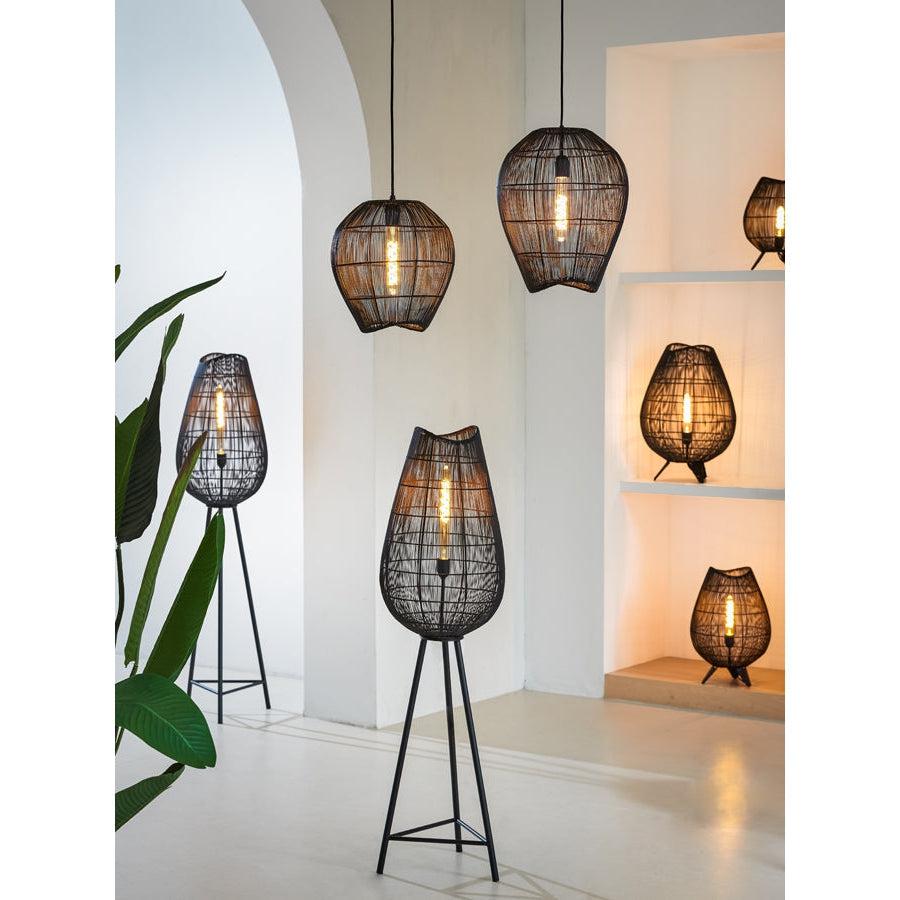 Licht & Wohnen - Tischleuchte YUMI - Ø28 cm - Schwarz