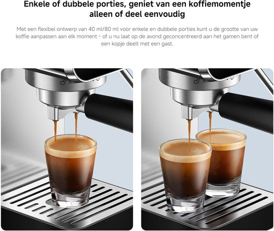 Xiaomi Halbautomatische Espressomaschine | Espressomaschine | 20 bar Pumpendruck | 1350 W | 0,9 l Wassertank | Milchaufschäumer aus Edelstahl | 1 und 2 Tassen | Kompakt