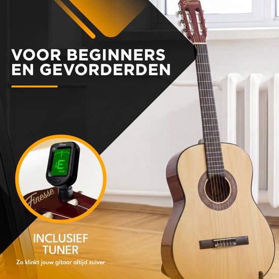 Finesse Akustikgitarre - mit Videokurs - Nylonsaiten - Klassische Gitarre - Spanische Gitarre - Kind - Erwachsene - Natur