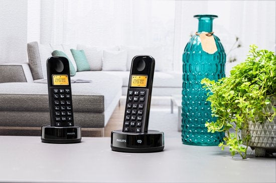 Philips D1602B/01 Haustelefon - DECT-Telefon - 2 Mobilteile - Schwarz