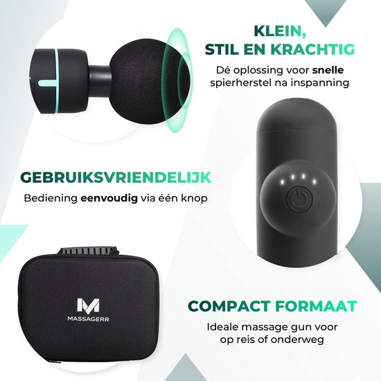 Massagerr® Mini Massage Gun PRO - Entspannungsmassagegerät - Massage Gun Black - Massagegeräte - Entspannung - Professionelles Massagegerät - Massage Gun