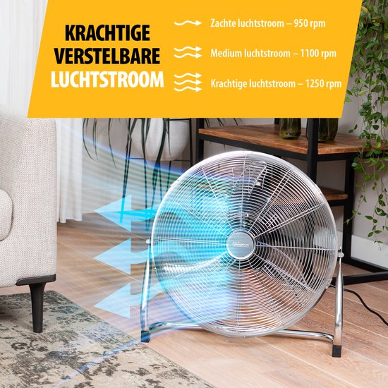 Tristar Metall-Standventilator 50 cm – 3 Stufen – Boxventilator – 130° verstellbar – starker Luftstrom – VE-5885