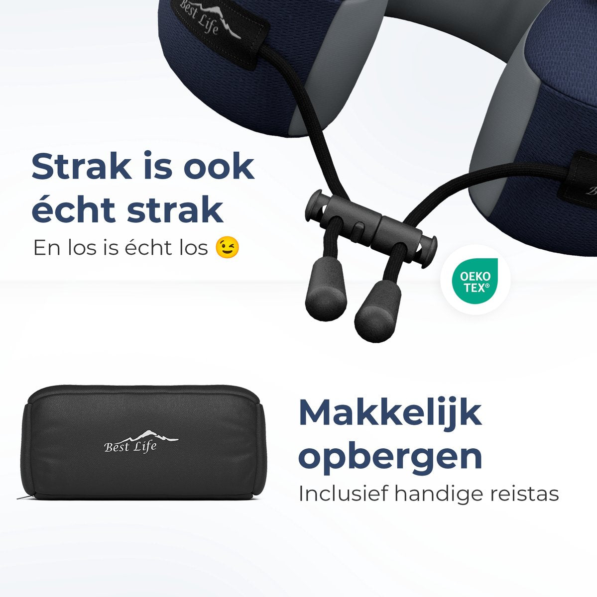 Best Life Shira Nackenkissen – Memory-Schaum – Ergonomisch – Reisekissen – Blau