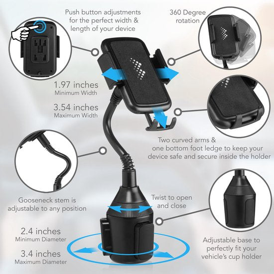 Bintoi® T200 - Telefonhalter Autozubehör - Telefonhalter GSM Halter Auto - Cup Holder Auto - Telefon GSM Halter mit festem Griff - iPhone/Samsung/Huawei/Oneplus - Geschenk