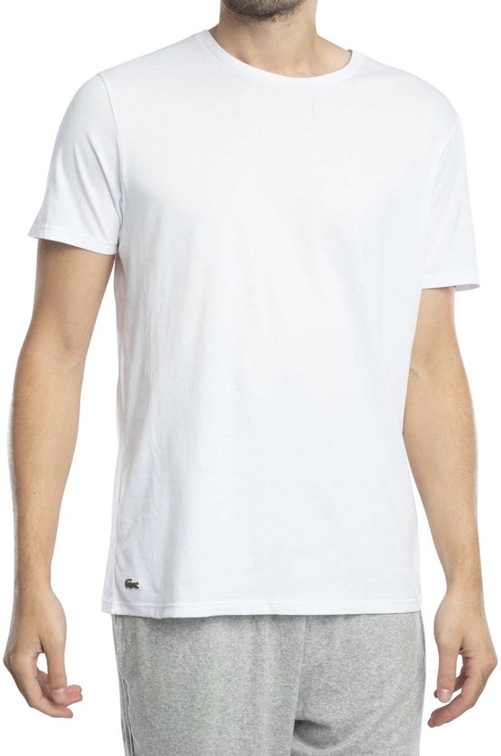 Lacoste Herren 100% Baumwolle Runde T-shirt Weiß (3 Stück) - Größe M
