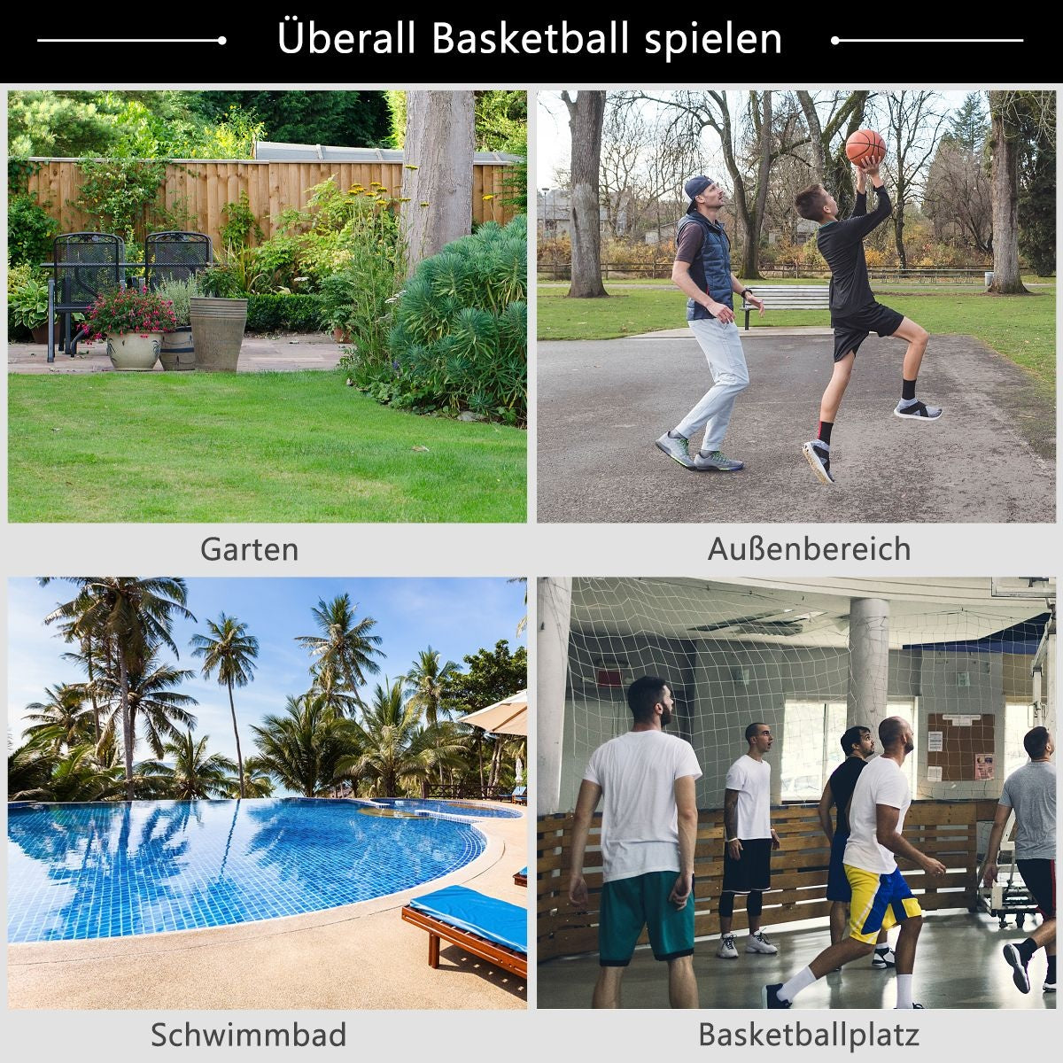 Coast Basketball Pole - Basketball Ring mit Ständer - 220-305 cm Höhe - Schwarz