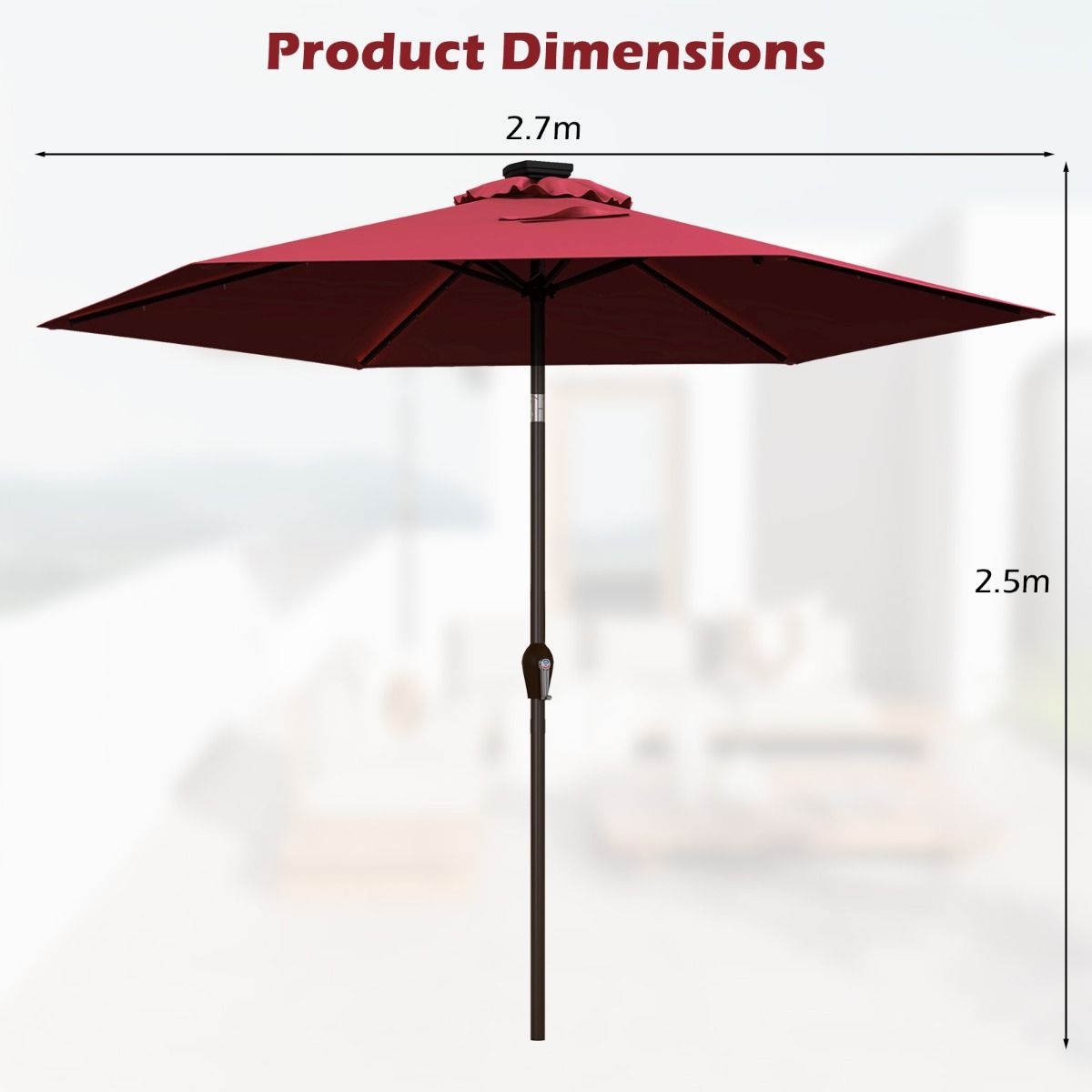 Coast Schwenkbarer Sonnenschirm mit LED-Beleuchtung – Solarbetrieb – 2,7 m Durchmesser – Beige