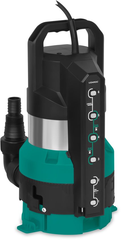 VONROC Tauchpumpe – Rein- und Schmutzwasserpumpe – 850 W – 20.000 l/h – Flachansaugung – Sensorschalter