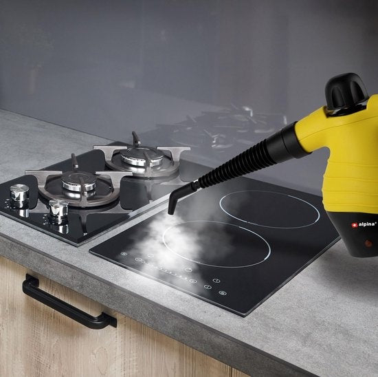 alpina Dampfreiniger - Handdampfreiniger - kompakt & tragbar - tötet Bakterien - mit 10 Zubehörteilen - 1050 Watt