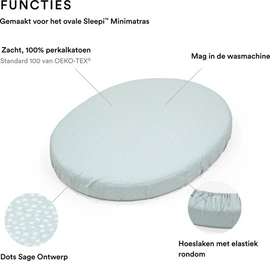 Stokke® Sleepi™ Mini-Spannbetttuch V3 – Dots Sage