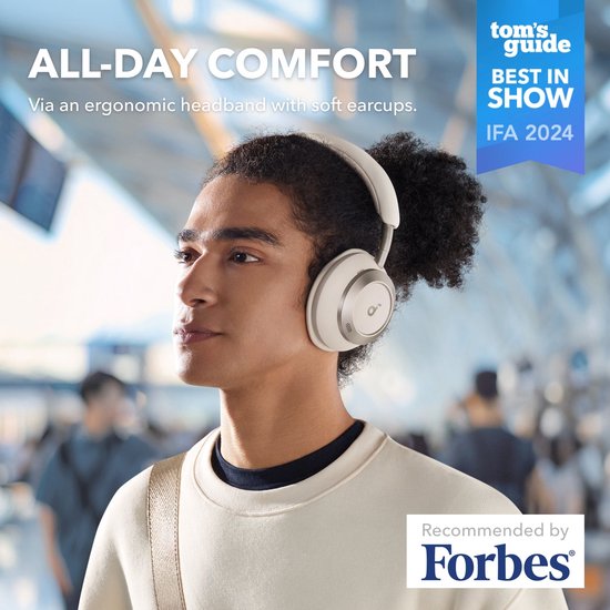 soundcore by Anker Space One Pro Kabellose Over-Ear-Kopfhörer, Weiß – Kopfhörer – Aktive Geräuschunterdrückung, Multipoint-Verbindung, 60 Stunden Akkulaufzeit, Bluetooth 5.3, LDAC, Hi-Res-zertifiziert, kompakt zusammenklappbar