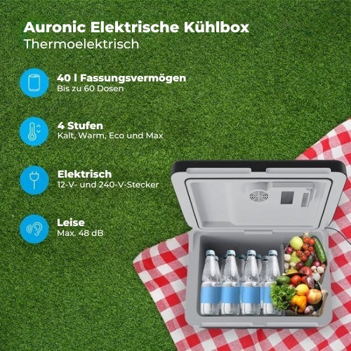 Auronic Elektrische Kühlbox - 40L - 12V und 240V - Schwarz