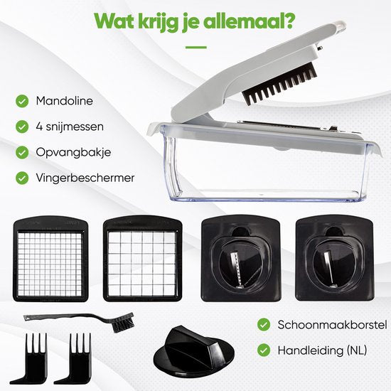 Stosh Mandoline - Gemüseschneider - Zwiebelschneider - Spiralschneider - 4 Stück - Weiß - BPA frei