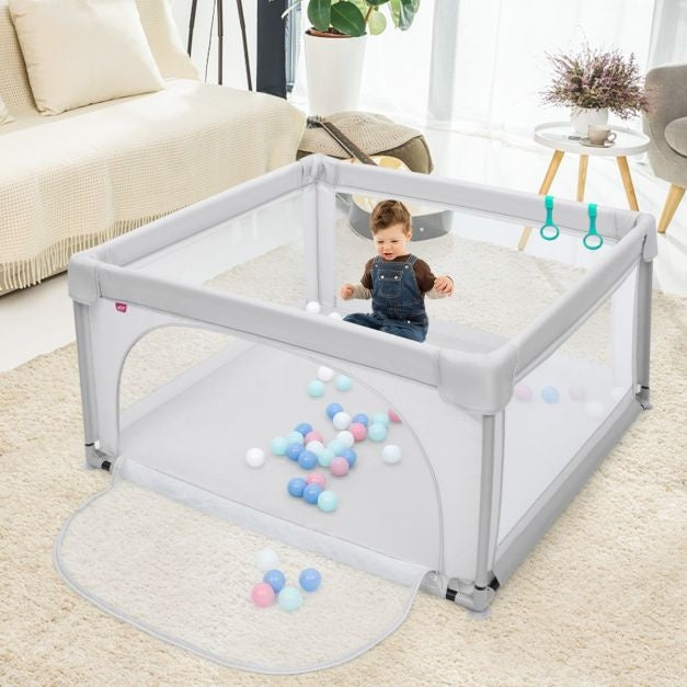 Baby Laufgitter Großes Laufgitter für Kleinkinder mit 50 Spielbällen 120 x 120 x 68 cm Grau
