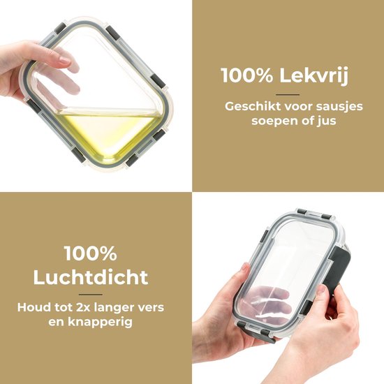 Stosh Frische-Schalen - Meal Prep Schalen - Gefrierschalen - Glas - 12 Stück - BPA frei