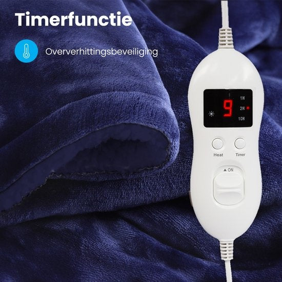 Auronic Electric Blanket - Wärmedecke - 9 Wärmestufen - 1 Person - 160x120cm - Blau